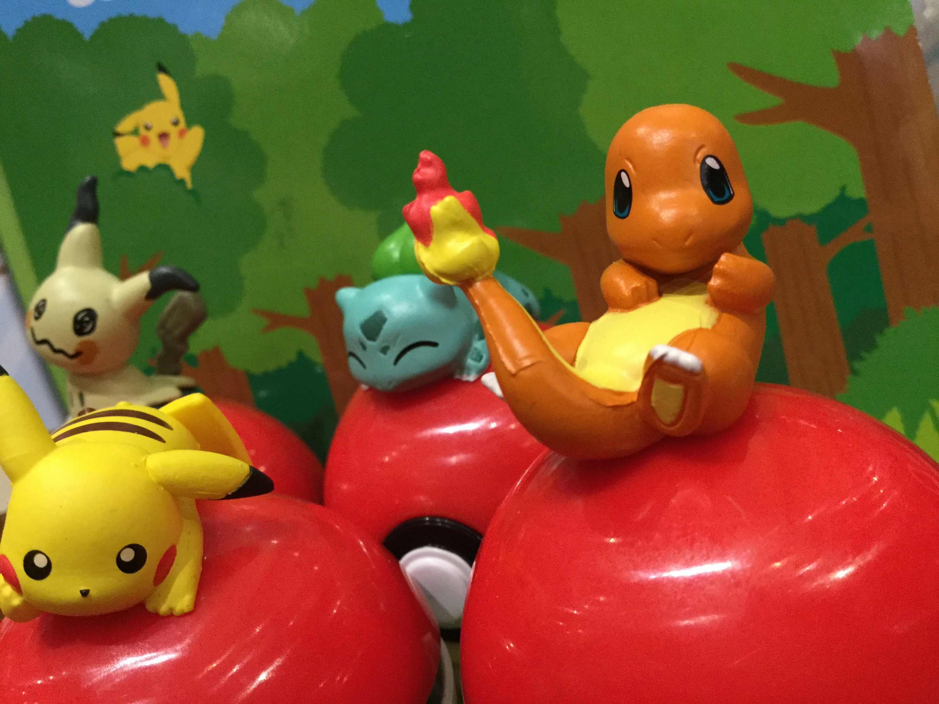 Pokemon Figures Sitting on Pokeball (In stock now) College Decor