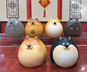 Painted Model Art Deco Animal Attraction Shiba Inu Round Bun Figure 6 Pieces Set (In-stock)