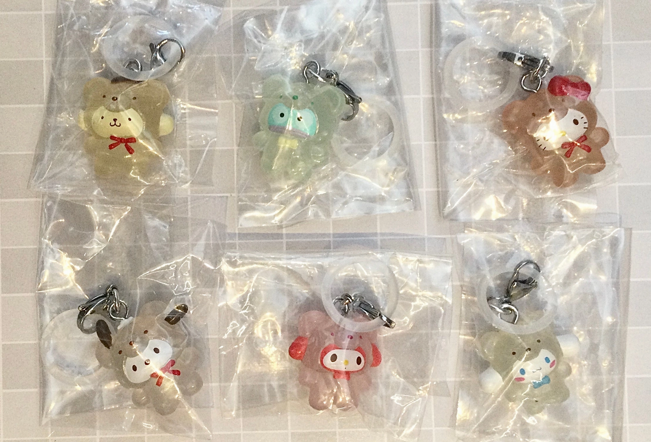 Sanrio Characters Bear Outfit Small Figure Keychain 6 Pieces Set (In-stock) Anime Model