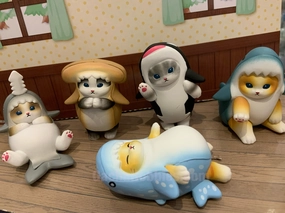 Display Model Handmade Sculpture Mofusand Shark x Cat Kawaii Figure 5 Pieces Set (In-stock)