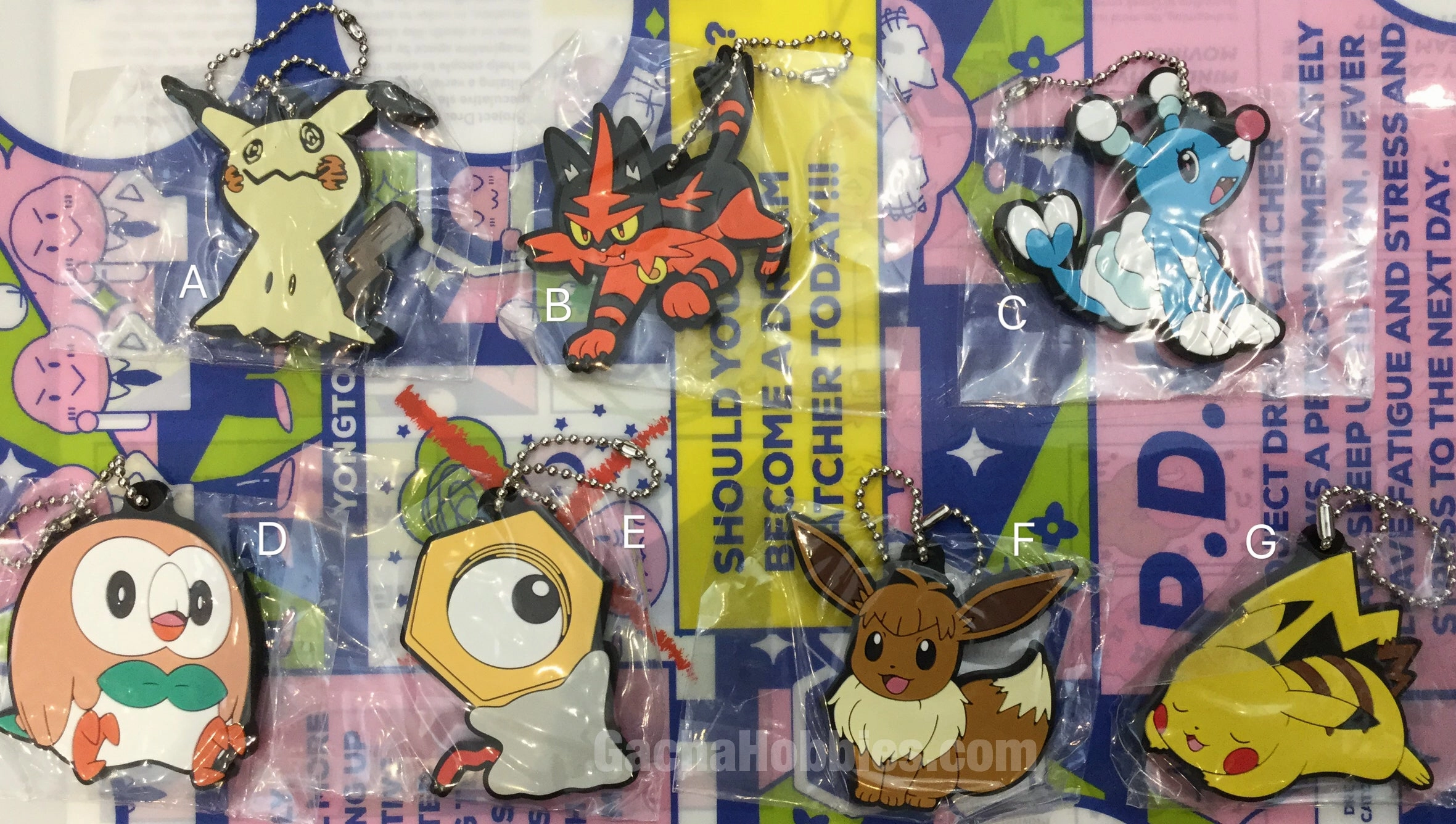 Chibi Creation Gashapon Pokemon Sun and Moon Rubber Keychain 7 Pieces Set (In Stock)