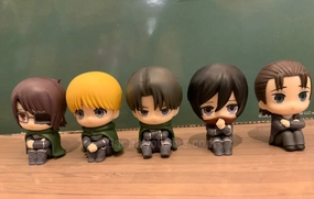 Attack on Titan Characters Chibi Sitting Figure 5 Pieces Set (In-stock) Kitchen Decor Chibi Piece