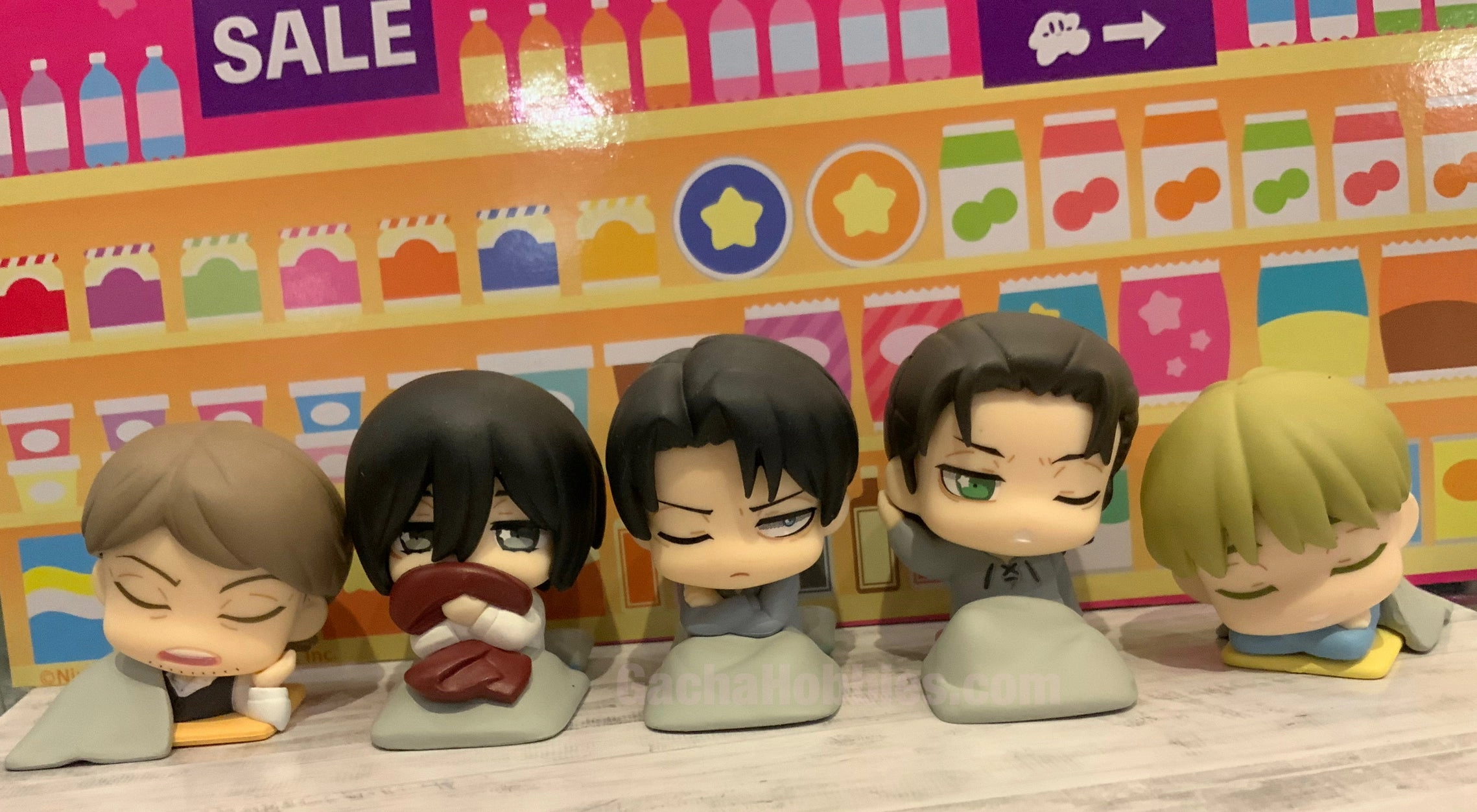 Attack on Titan Sleeping Mini Figure Vol.1 5 Pieces Set (In-stock) Impressionist Art Themed Background