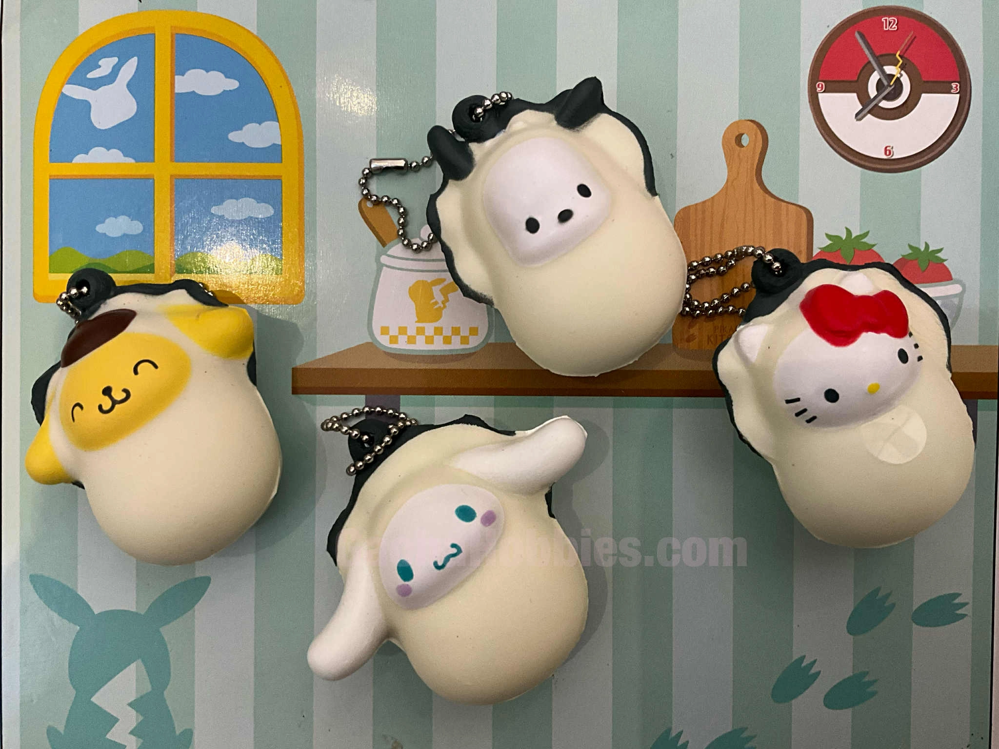 Totem Animal Baby Oyster Sanrio Characters Squishy Keychain 4 Pieces Set (In-stock)