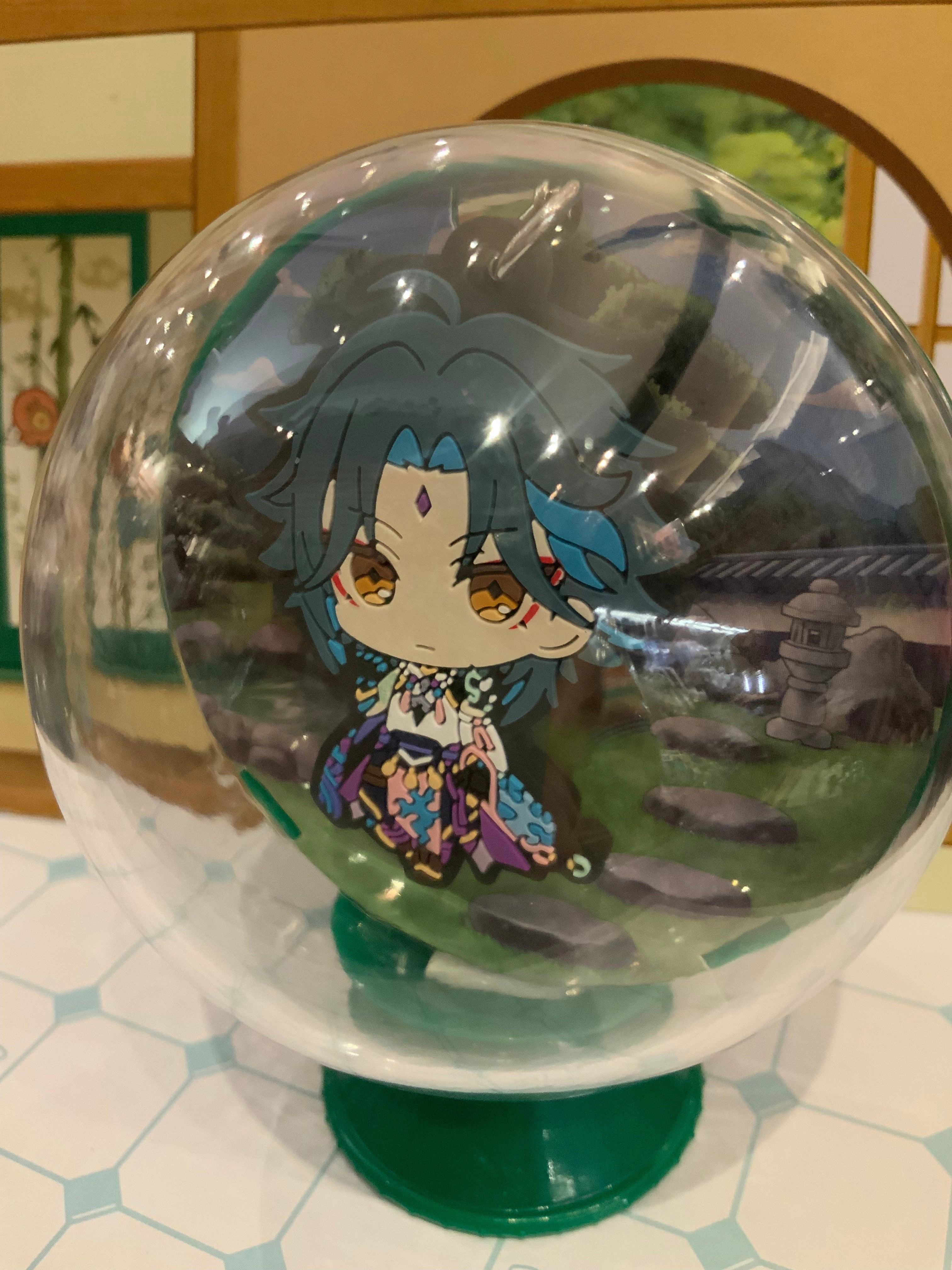 Collectible Art Character Keychain Display Case with Background 5 Pieces Set (In-stock)