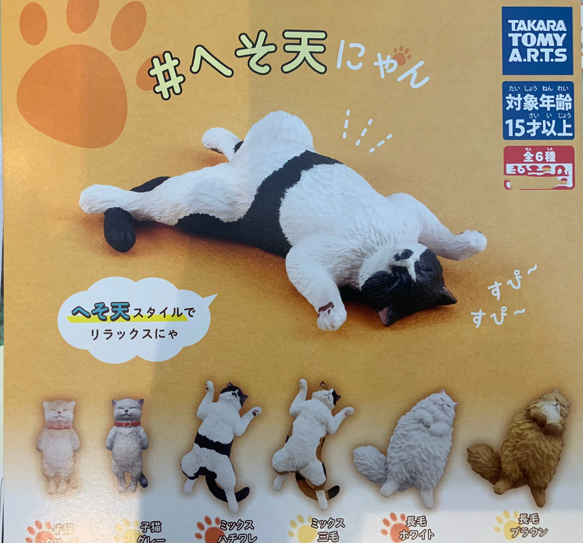 Cat Lying Down Sleeps Mini Figure 6 Pieces Set (In-stock) Chibi Object Anatomy Figure
