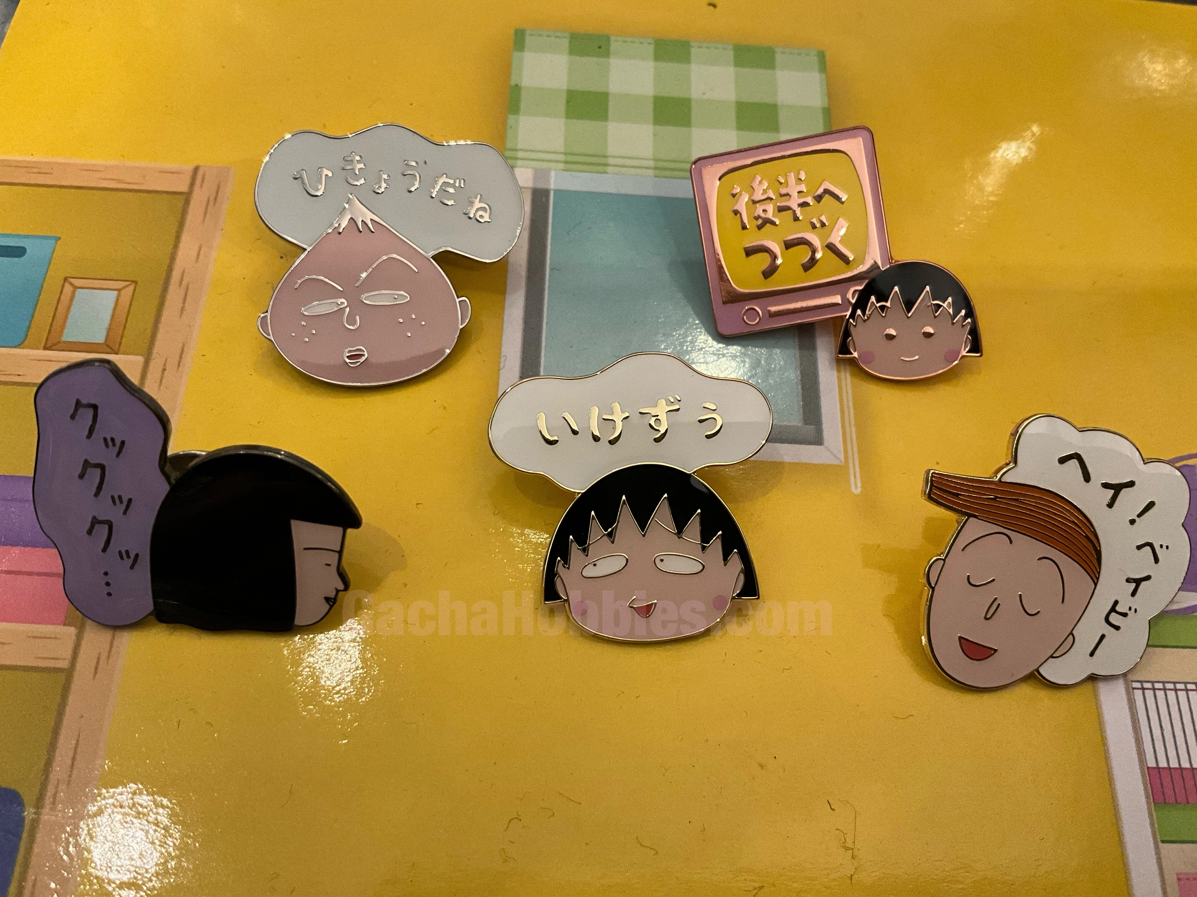 Chibi Maruko Chan Characters Metal Pin 5 Pieces Set (In-stock) Cute Animal Animal Figure