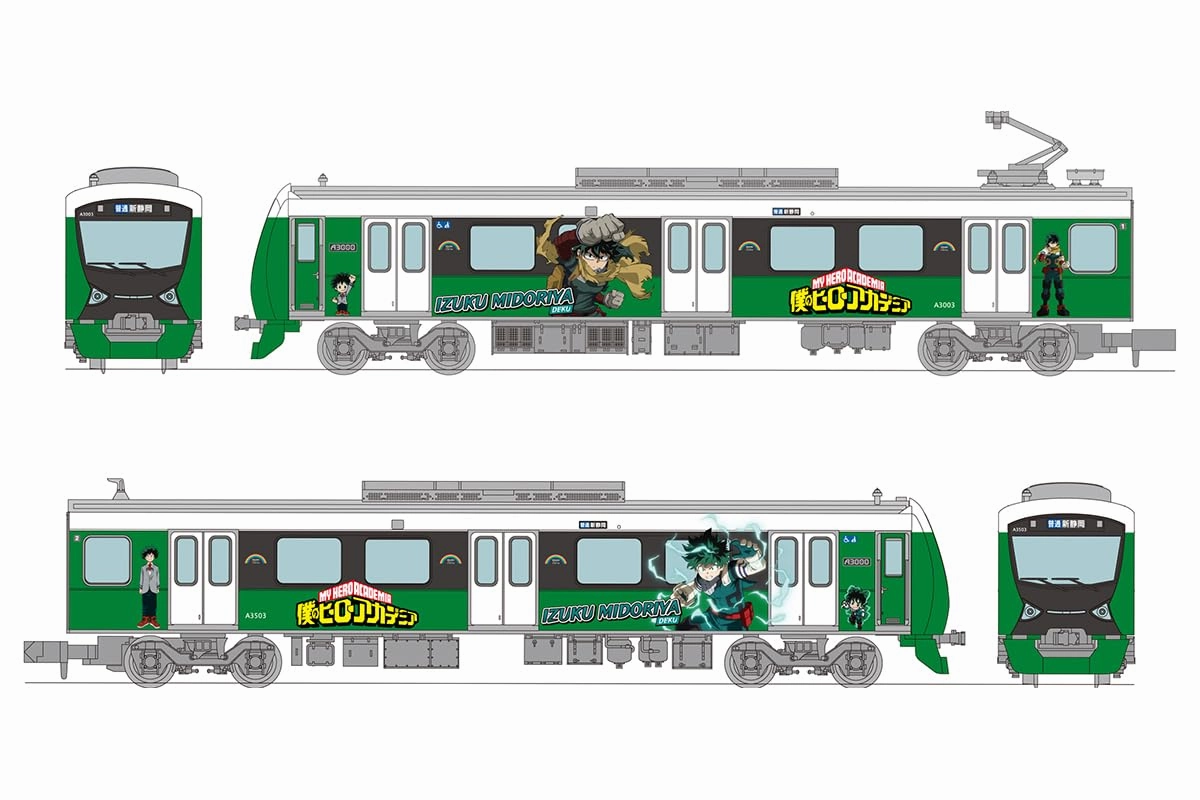 Railway Collection Shizuoka Railway Type A3000 "My Hero Academia" Midoriya Izuku 2 Car Set Personal Collection Personalized Exhibit