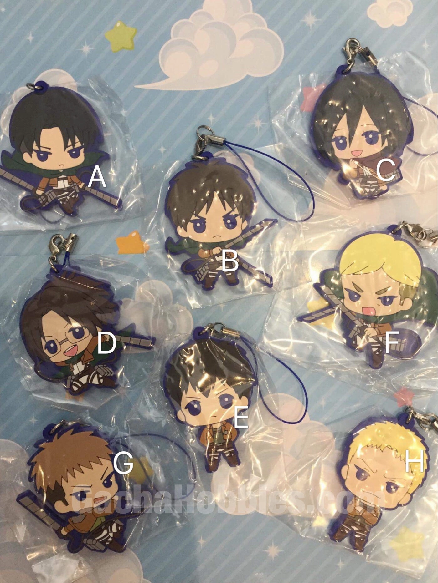 Attack on Titan Flat Rubber Keychain 8 Pieces Set (In-stock) Dragon Figure
