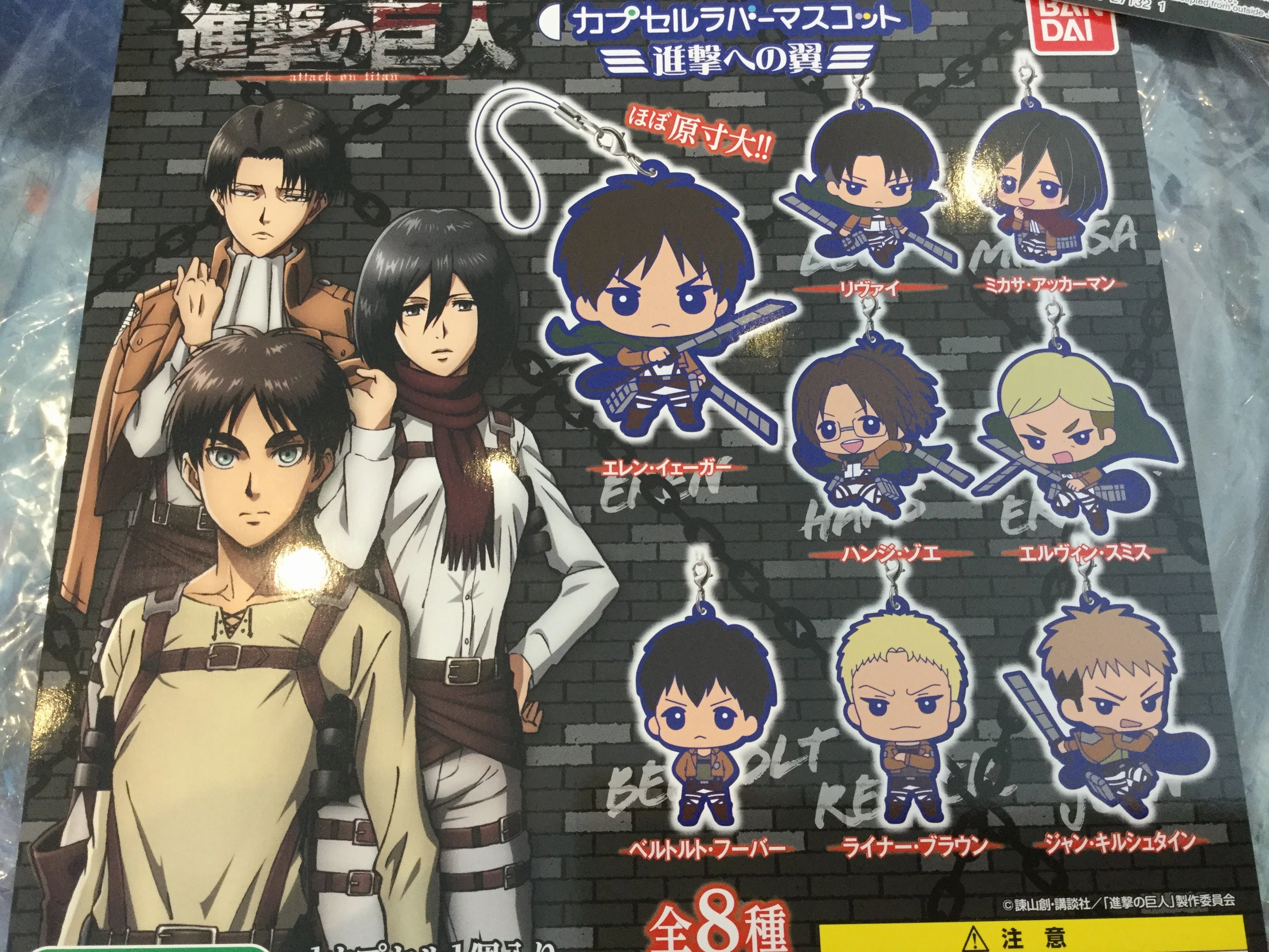 Attack on Titan Flat Rubber Keychain 8 Pieces Set (In-stock) Protective Case NFT Figure