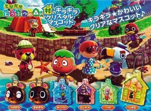 Animal Crossing New Leaf Clear Crystal Keychain 6 Pieces Set (In-stock) Living room Gaming Toy