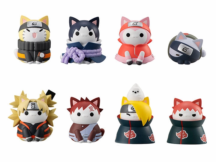 Megahouse Naruto Nyaruto! Dawn Battle Rush Trading Figures Box Set of 8 Customizable Toy