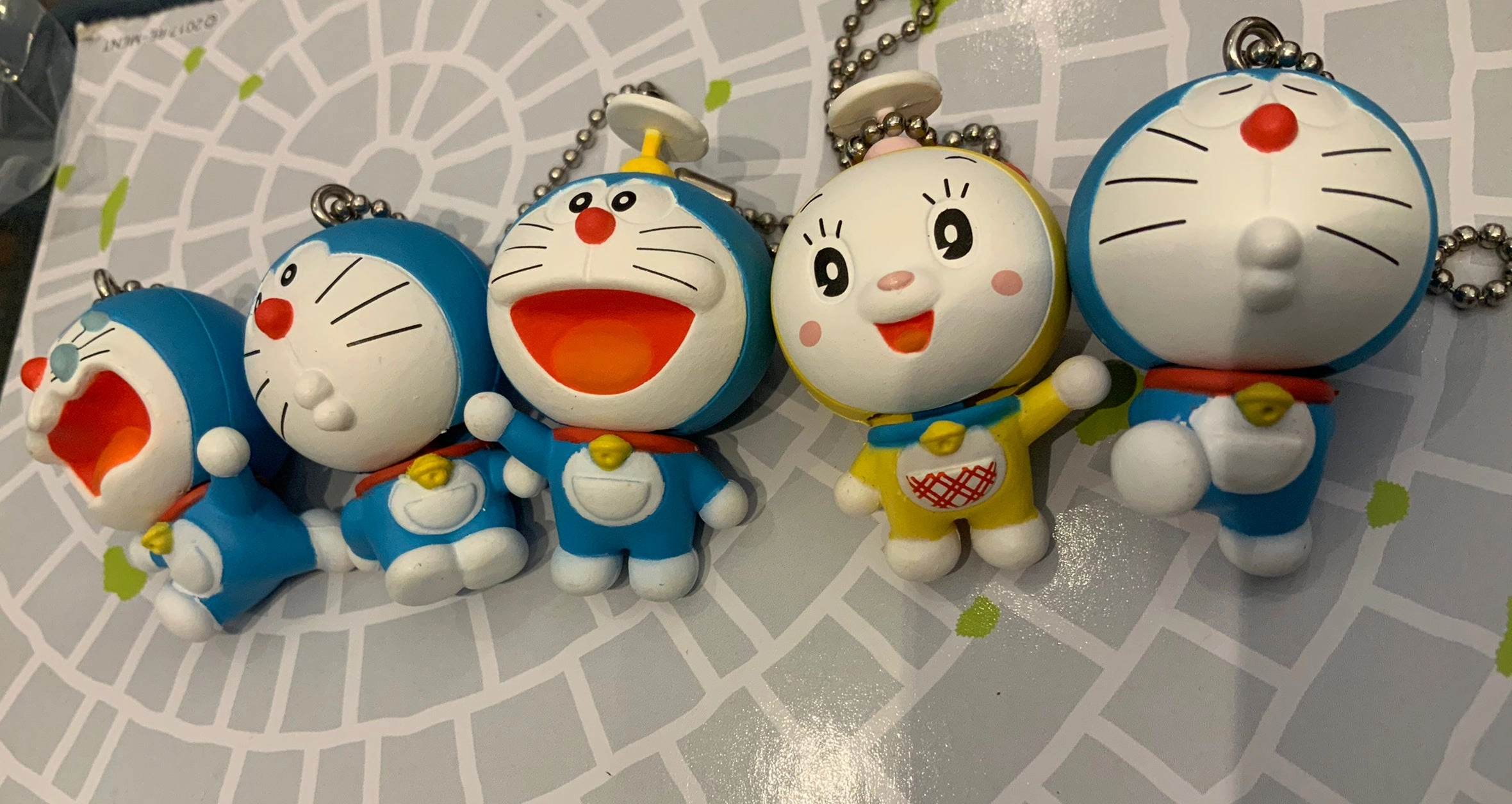 Immersive experience Doraemon 50th Anniversary Character Figure Keychain 5 Pieces Set (In-stock)