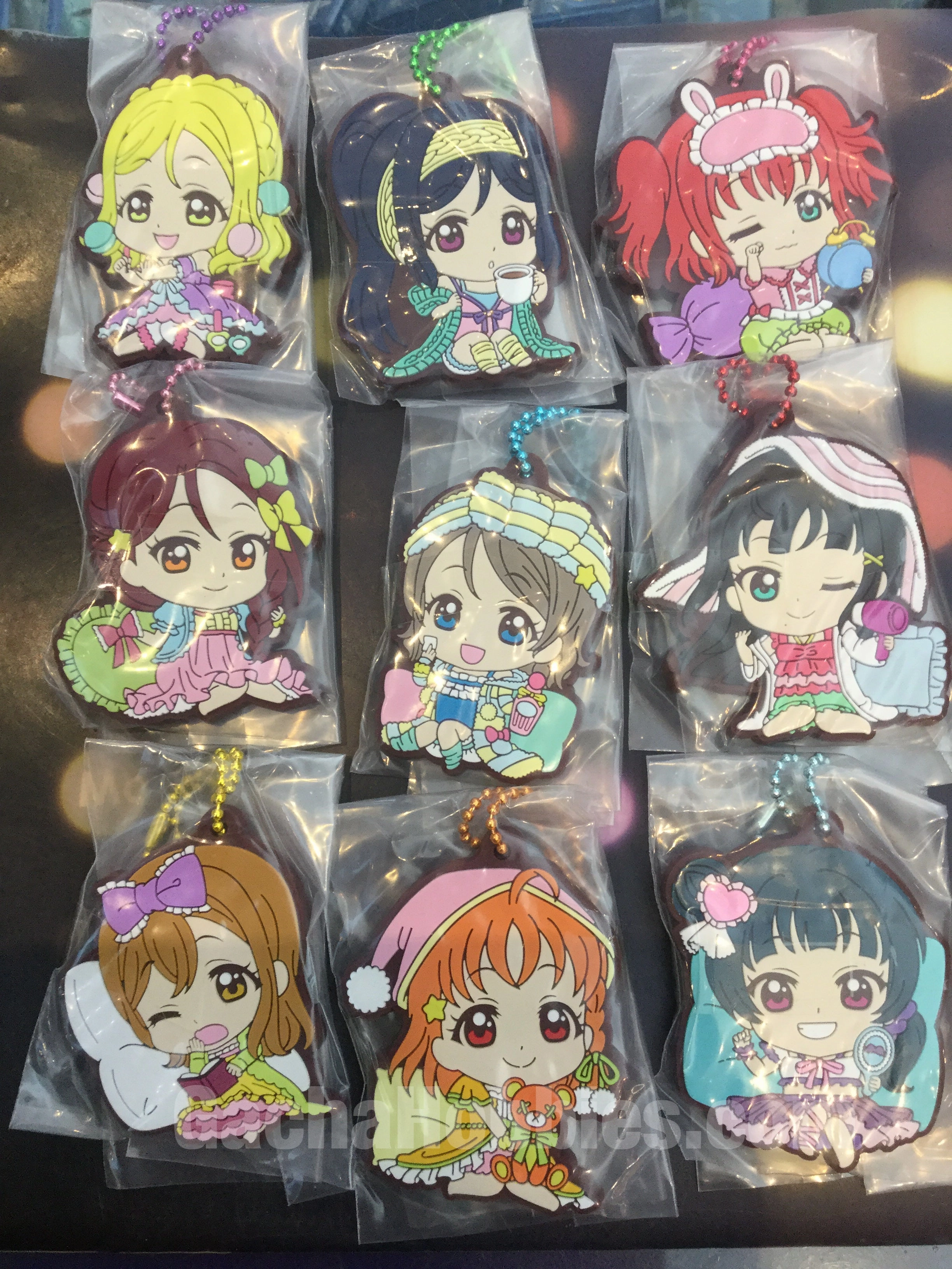 Gashapon Love Live Pyjama Rubber Keychain Set (In Stock) Anime Collectible
