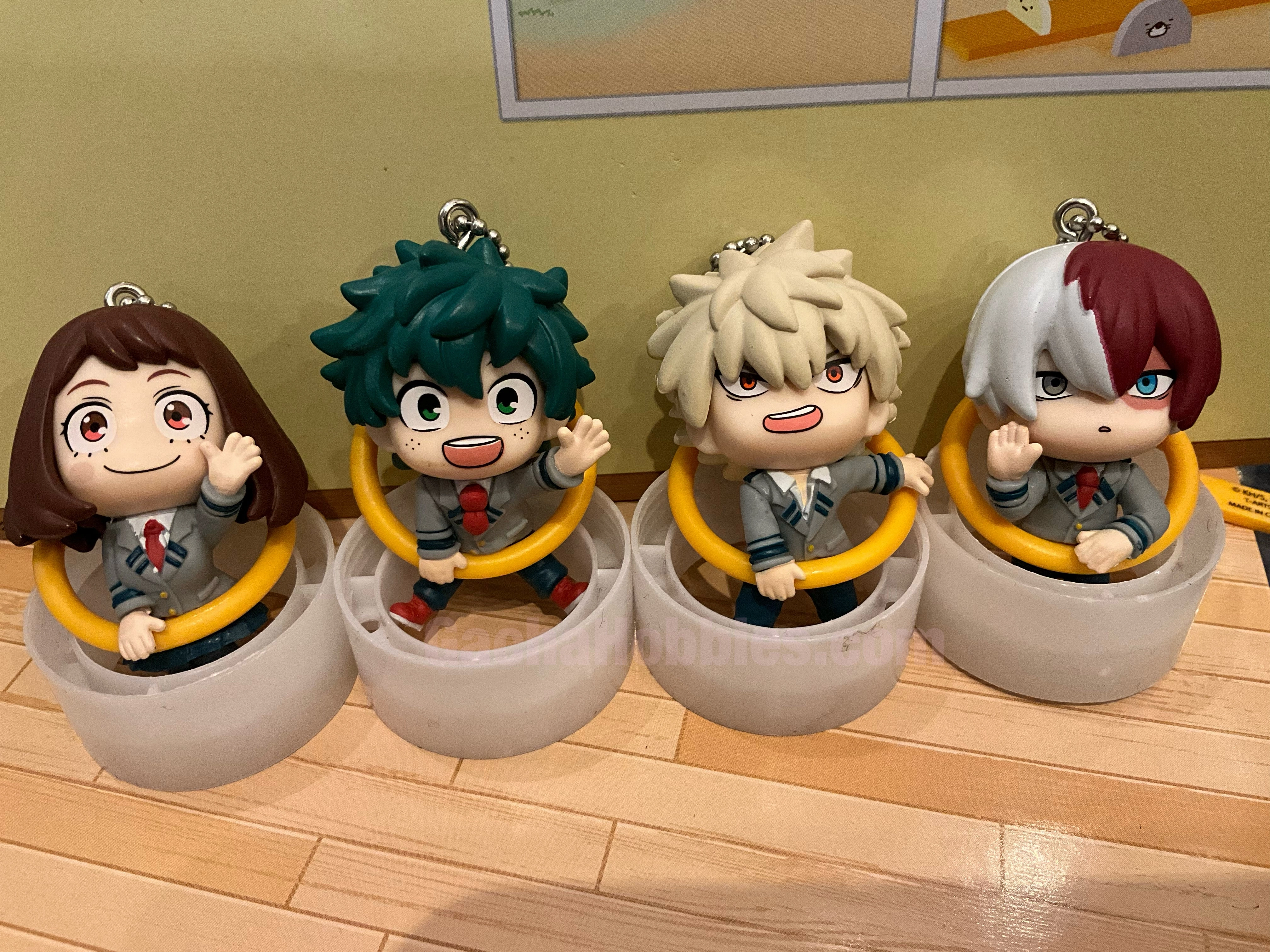 Action Collection My Hero Academia Character in Rings Small Figure Keychain 4 Pieces Set (In-stock)