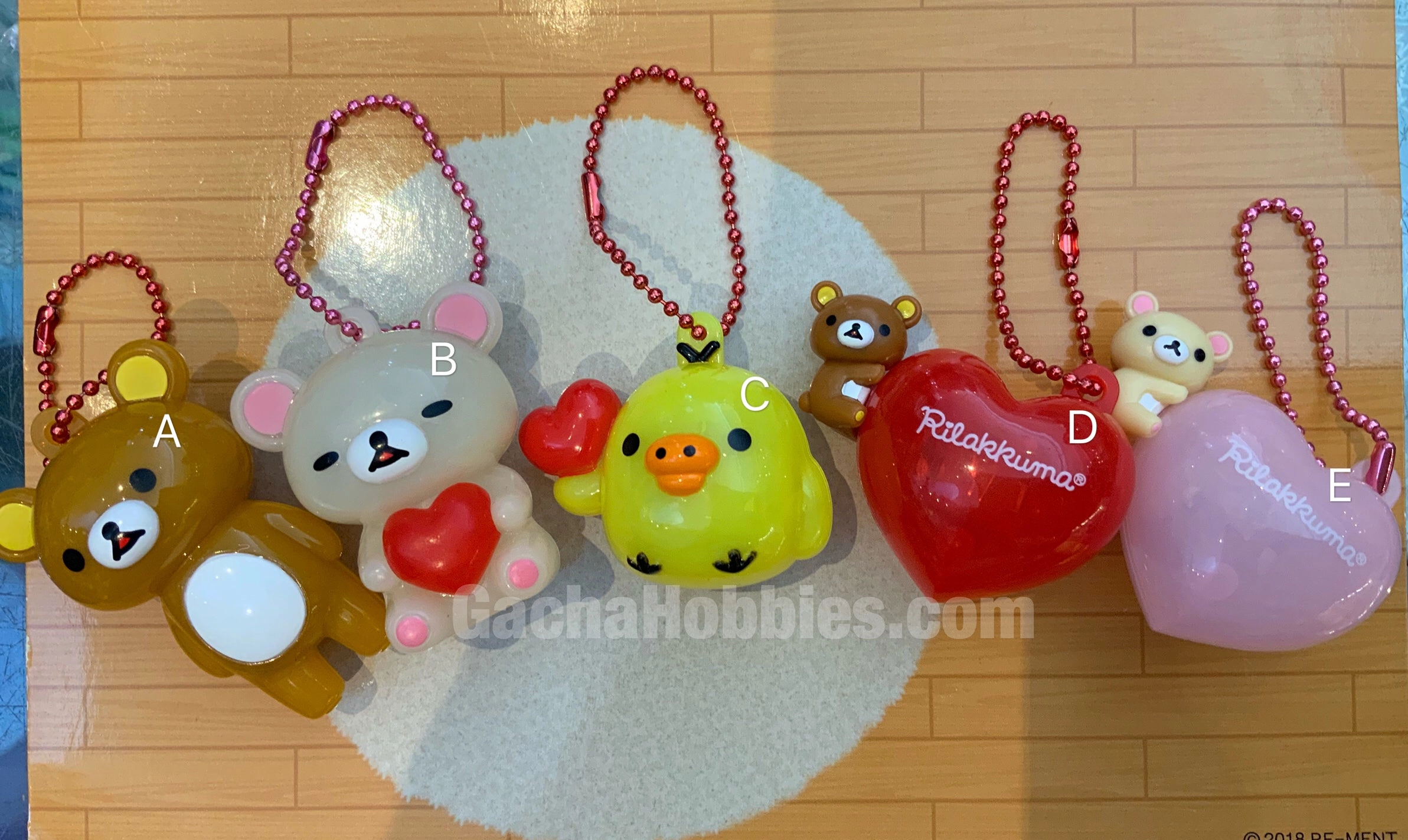 Rilakkuma Valentines Figure Light Keychain 5 Pieces Set (In-stock) Plastic Statue Personal Treasure