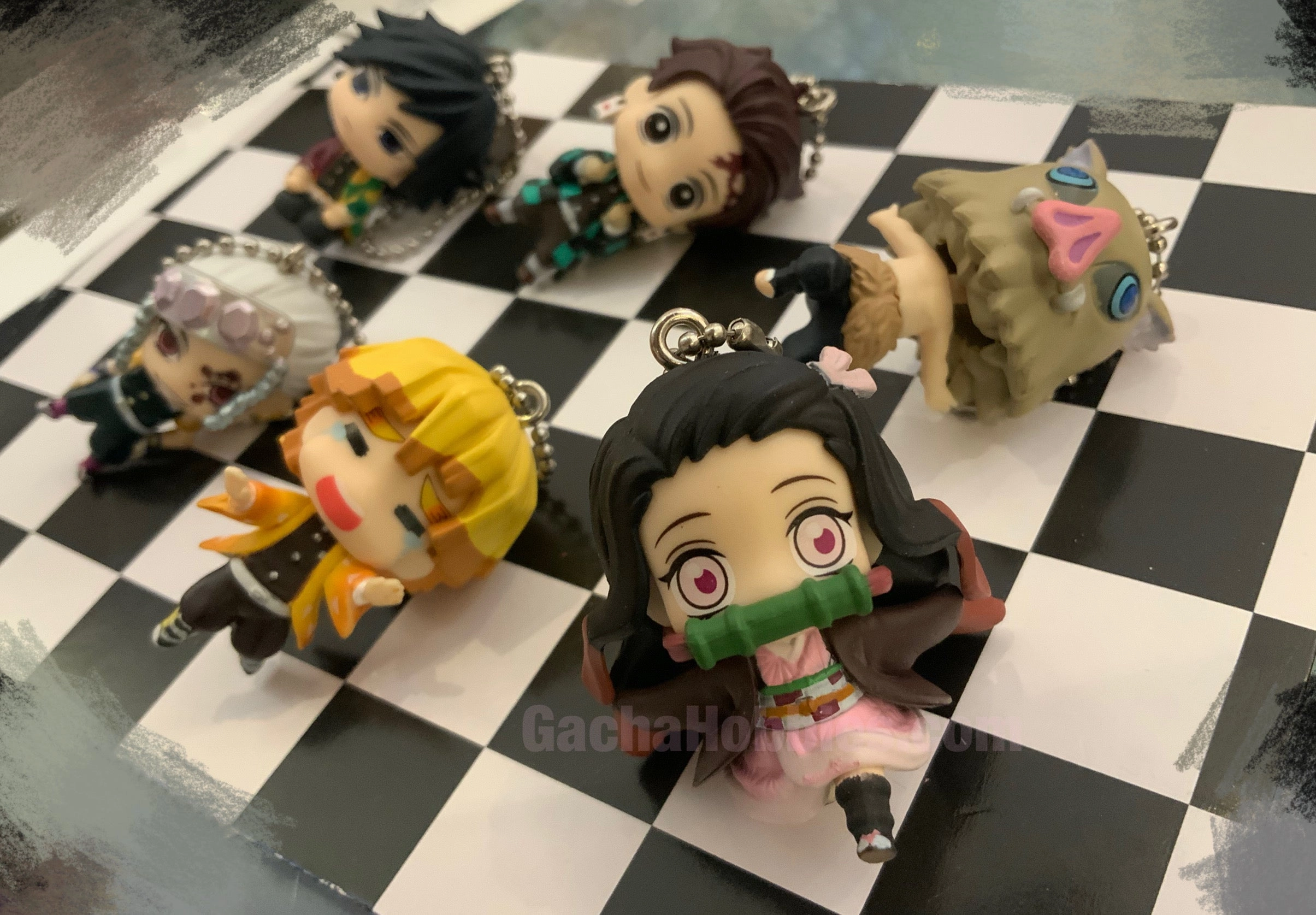 Kimetsu no Yaiba Demon Slayer Character Swing Head Figure Keychain 6 Pieces Set (In-stock) Anime Creation Popular Character