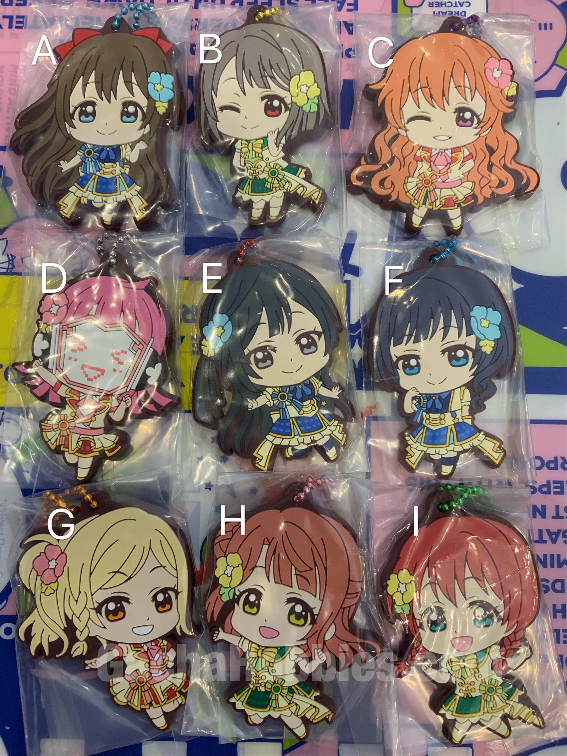 Art Figure Love Live Perfect Dream Project Characters Rubber Keychain 9 Pieces Set (In-stock)