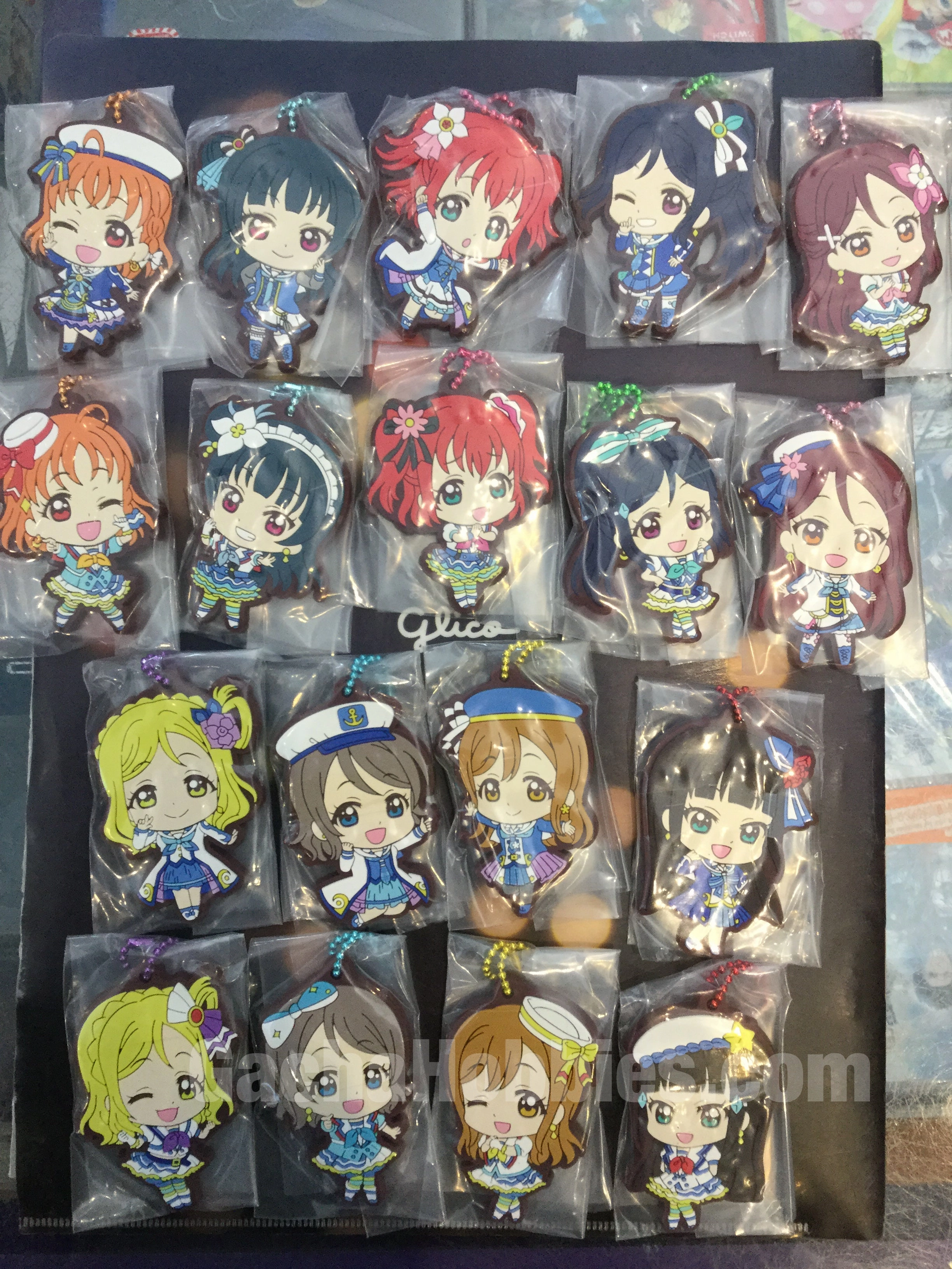 Love Live Sunshine Flat Rubber Keychain 18 Pieces Set (In-stock) Vintage Theme