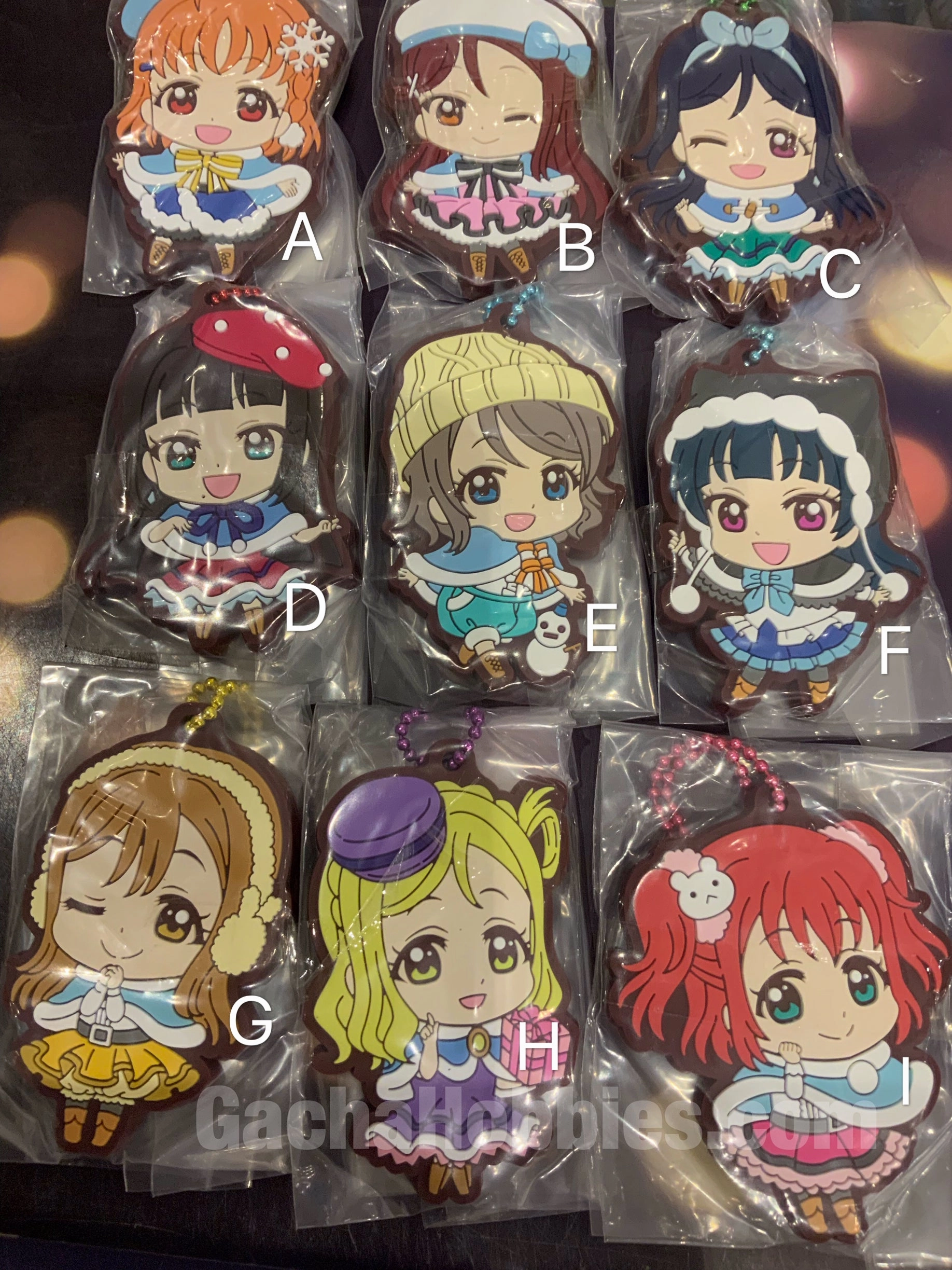 Super Deformed Love Live Sunshine Winter Outfit Flat Rubber Keychain 9 Pieces Set (In-stock)