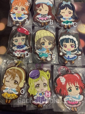 Love Live Sunshine Winter Outfit Flat Rubber Keychain 9 Pieces Set (In-stock) Display Case Mathematical Model