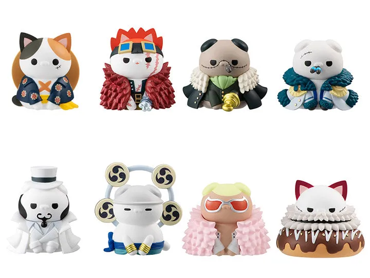 Megahouse One Piece Nyan Piece Nyaan! Luffy with Rivals Ver. Trading Figures Box Set of 8 Display Case