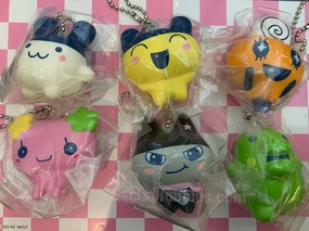 Anime Art Tamagotchi Characters Squishy Keychain 6 Pieces Set (In-stock)