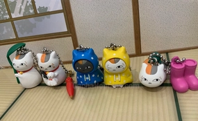 Natsume Yuujinchou Nyanko-sensei and Rainy Days Figure Keychain 5 Pieces Set (In-stock) Religious Icon Wild Animal