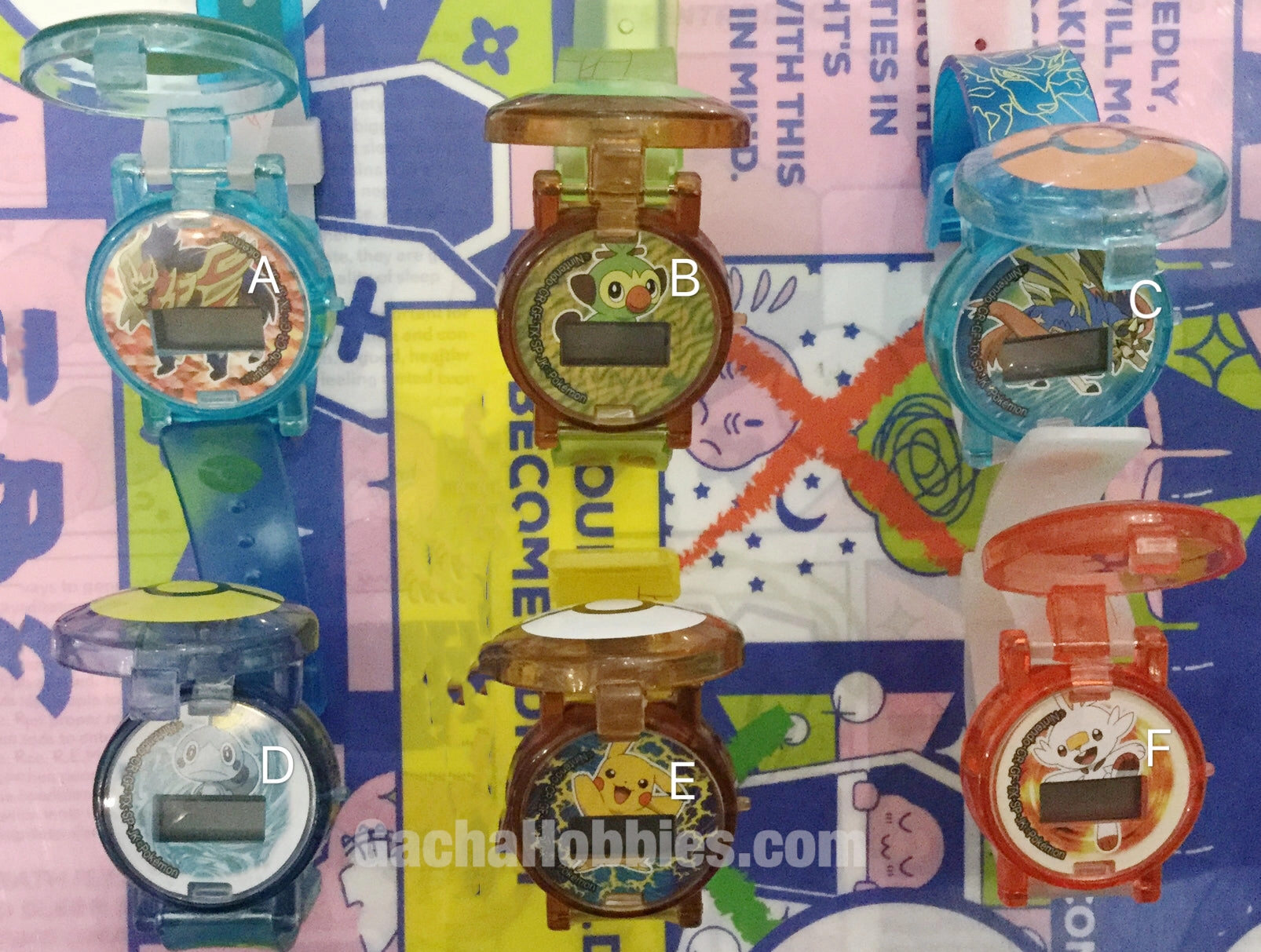 Pokemon Sword and Shield Character Digital Watch 6 Pieces Set (In-stock) Movie Unit Asian Art
