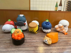 Obungu to Issho Characters Sushi Restaurant Small Figure 7 Pieces Set (In-stock) Mammal Figure Dining Table