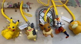 Gaming Collectible Viking Statue Pokemon Sword and Shield Character Yellow Strap Figure Keychain 5 Pieces Set (In-stock)