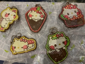 Music Icon Sanrio Hello Kitty and Sushi Rubber Keychain 5 Pieces Set (In-stock)
