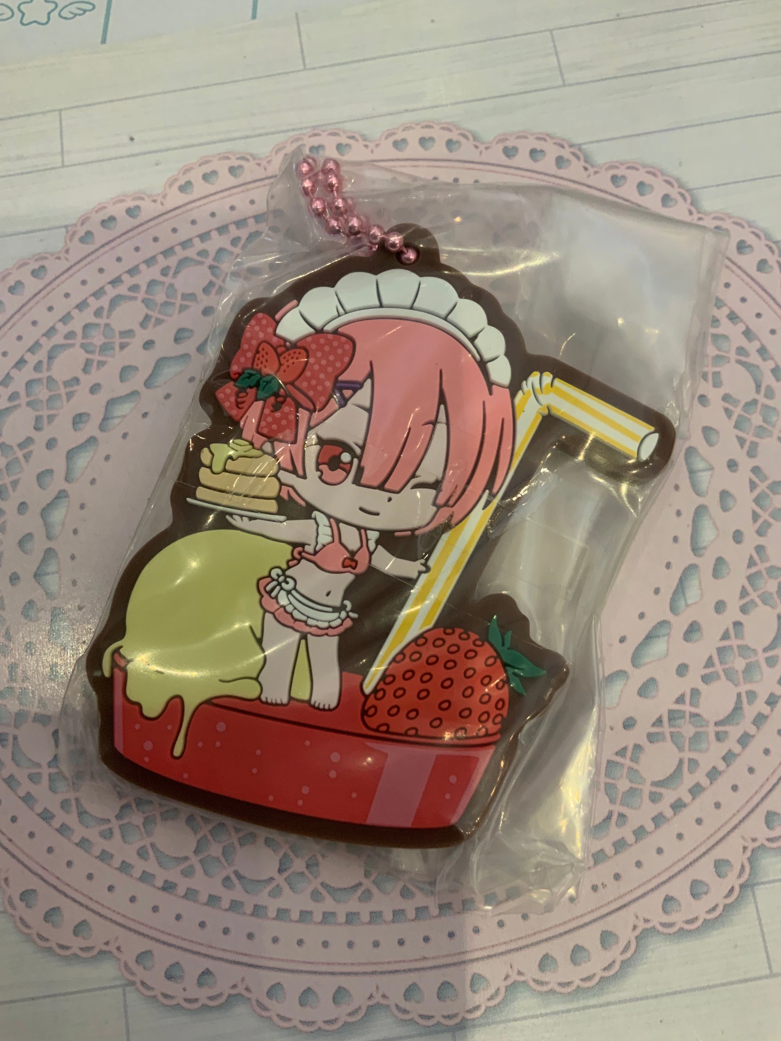 Sitting Pose Gift Bundle Re:Zero Life In a Different World From Zero Ram & Rem Summer Winter Rubber Keychain 4 Pieces Set (In-stock)