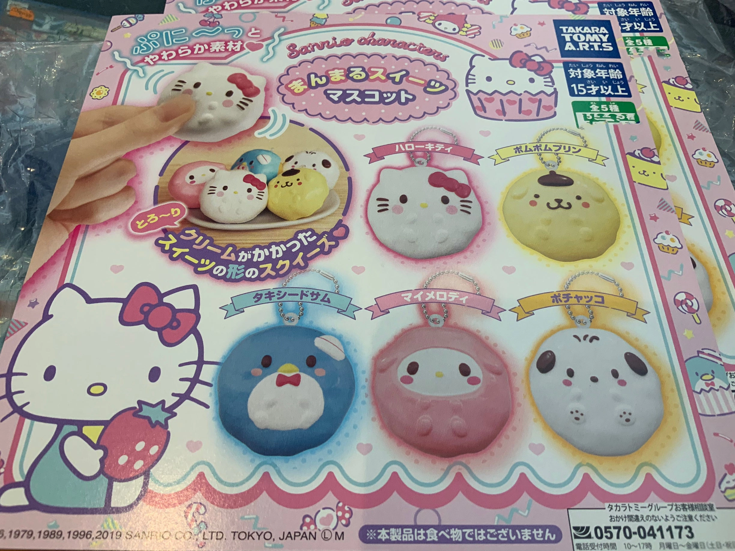Paper Model Sanrio Characters Squishy Keychain 5 Pieces Set (In-stock)