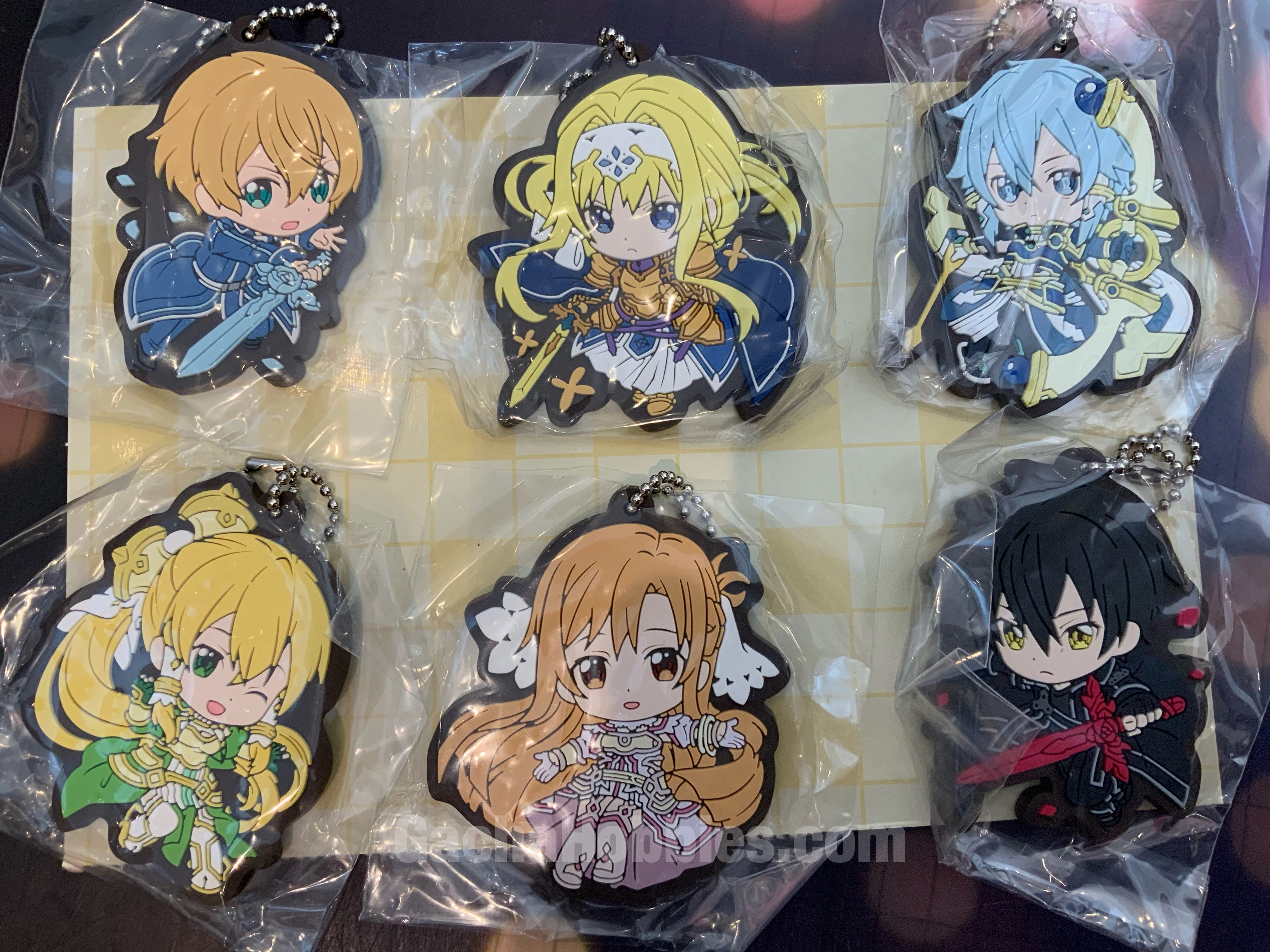 Epoxy Resin Sword Art Online Alicization War of Under World Rubber Keychain 6 Pieces Set (In-stock)