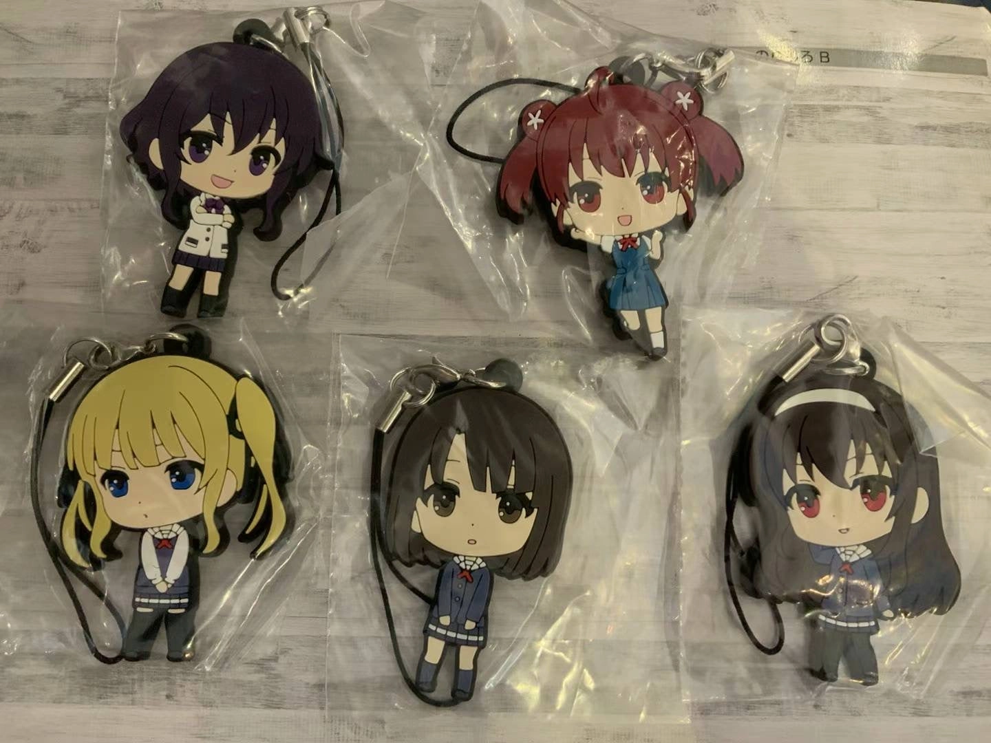 Limited Collection Saekano How to Raise a Boring Girlfriend Character Flat Rubber Keychain 5 Pieces Set (In-stock)