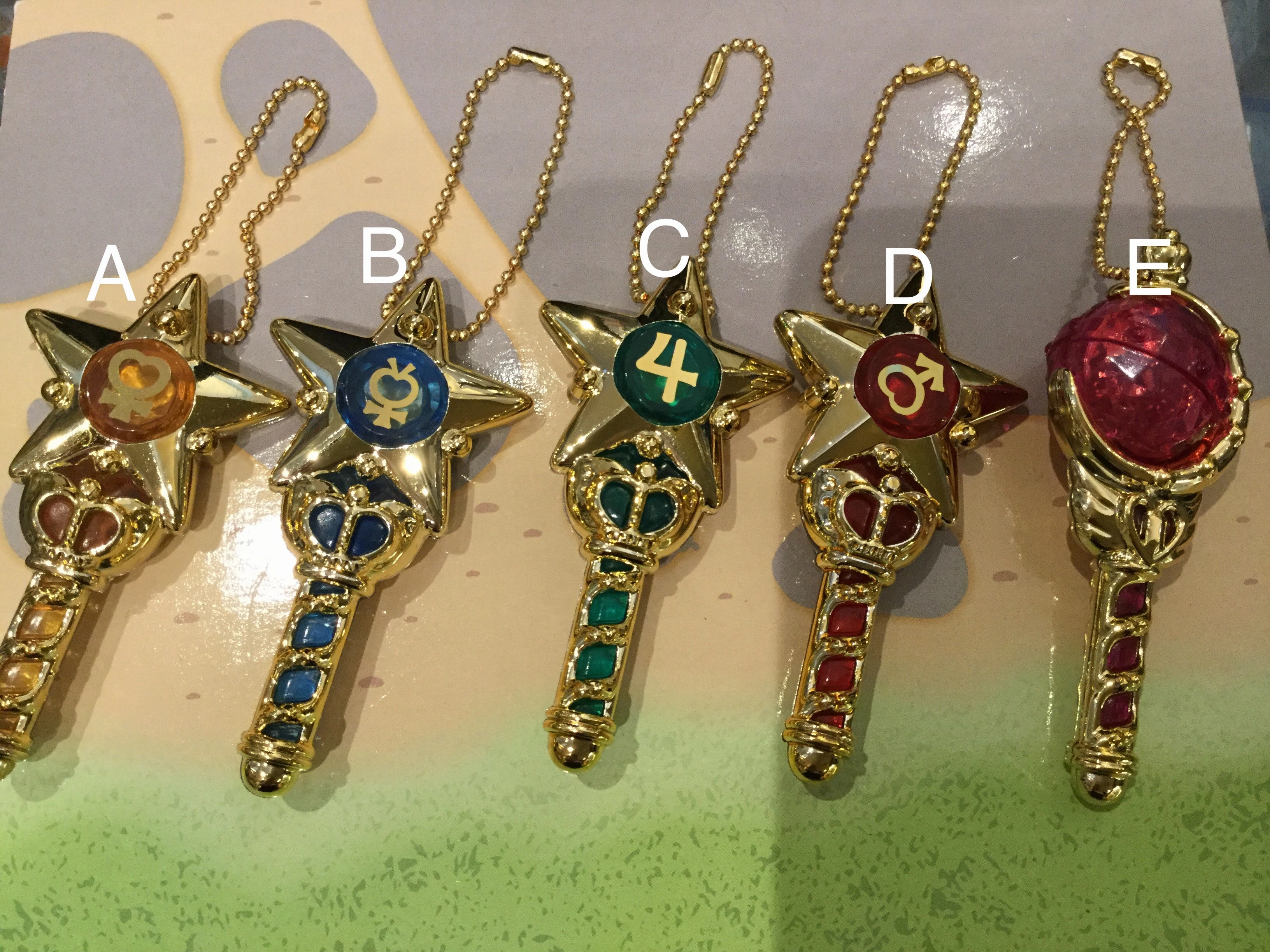 Paleontology Model Movie Collectible Sailor Moon Prism Crystal Stick & Rod Keychain 5 Pieces Set (In-stock)