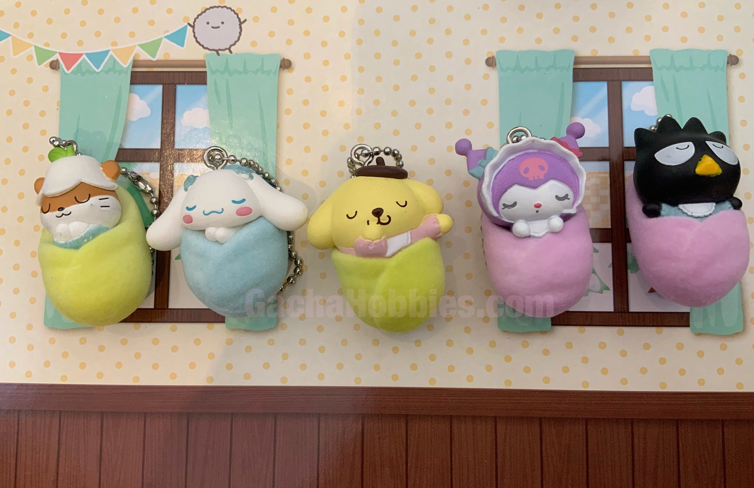 Sanrio Character Baby Sleeping Velvet Fur Figure Keychain Vol.2 5 Pieces Set (In-stock) Tourist Memorabilia