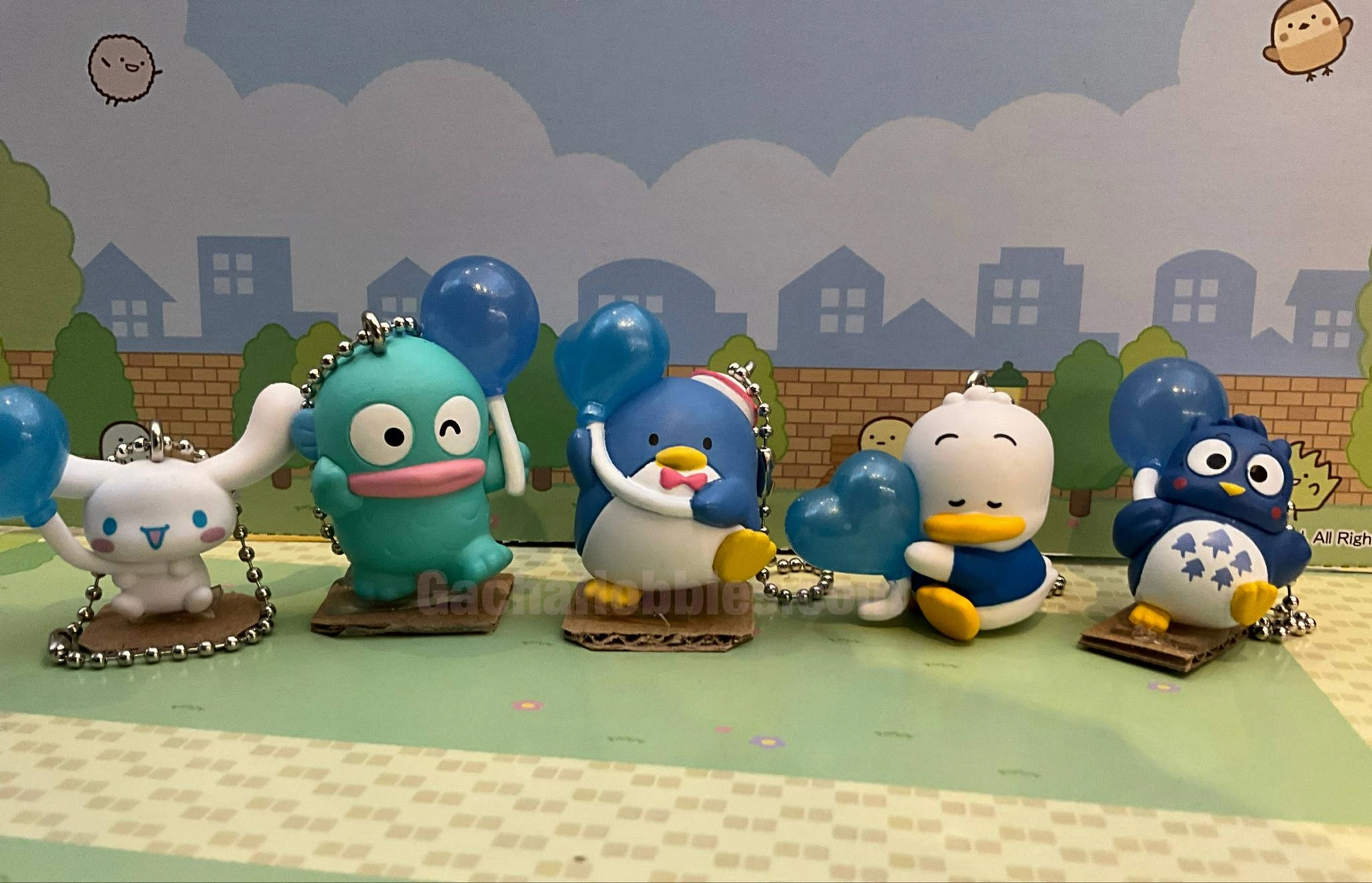 trade show Sanrio Characters with Blue Balloons Small Figure Keychain 5 Pieces Set (In-stock)
