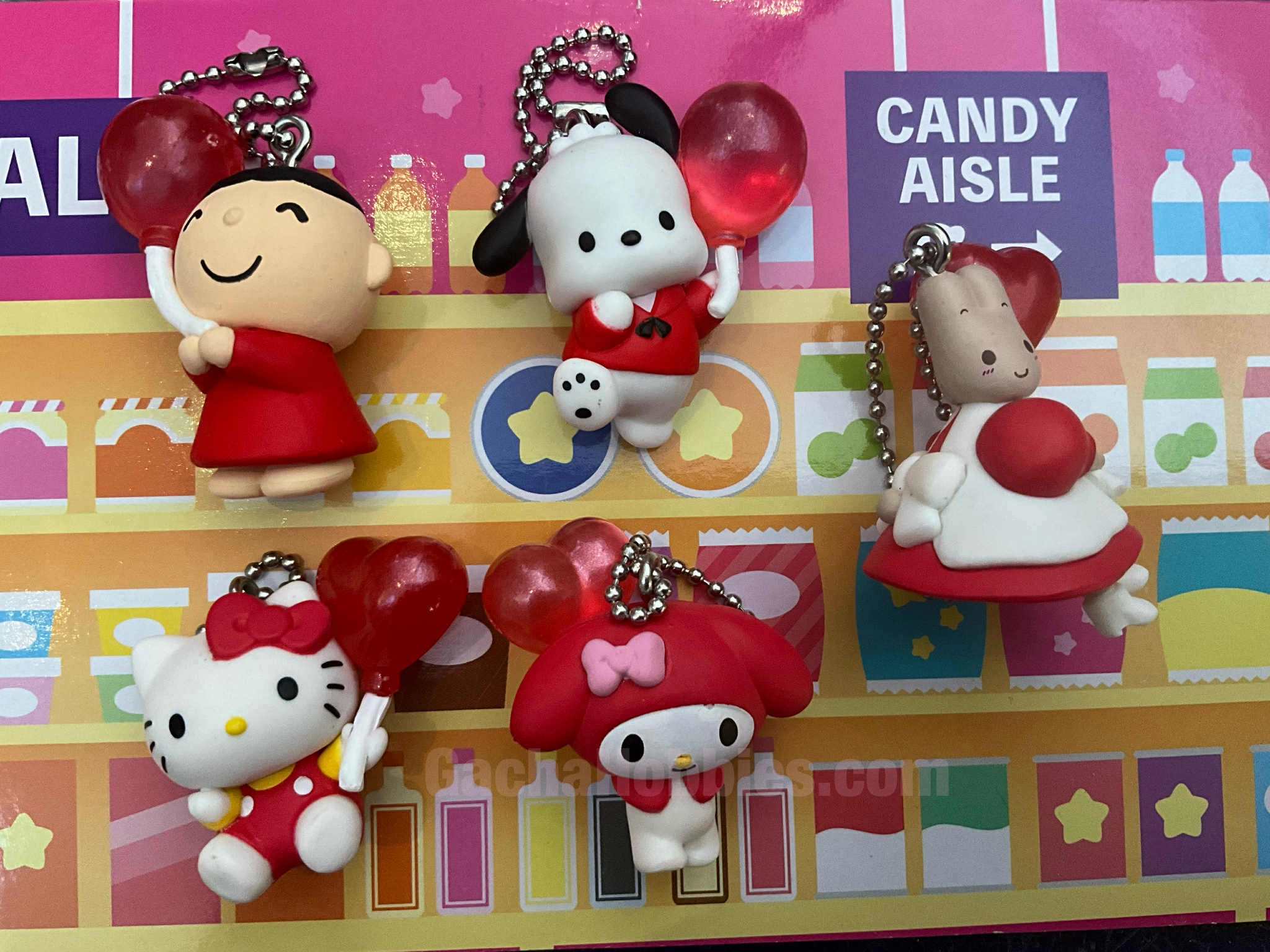 Sanrio Characters with Red Balloons Small Figure Keychain 5 Pieces Set (In-stock) Independent Artist