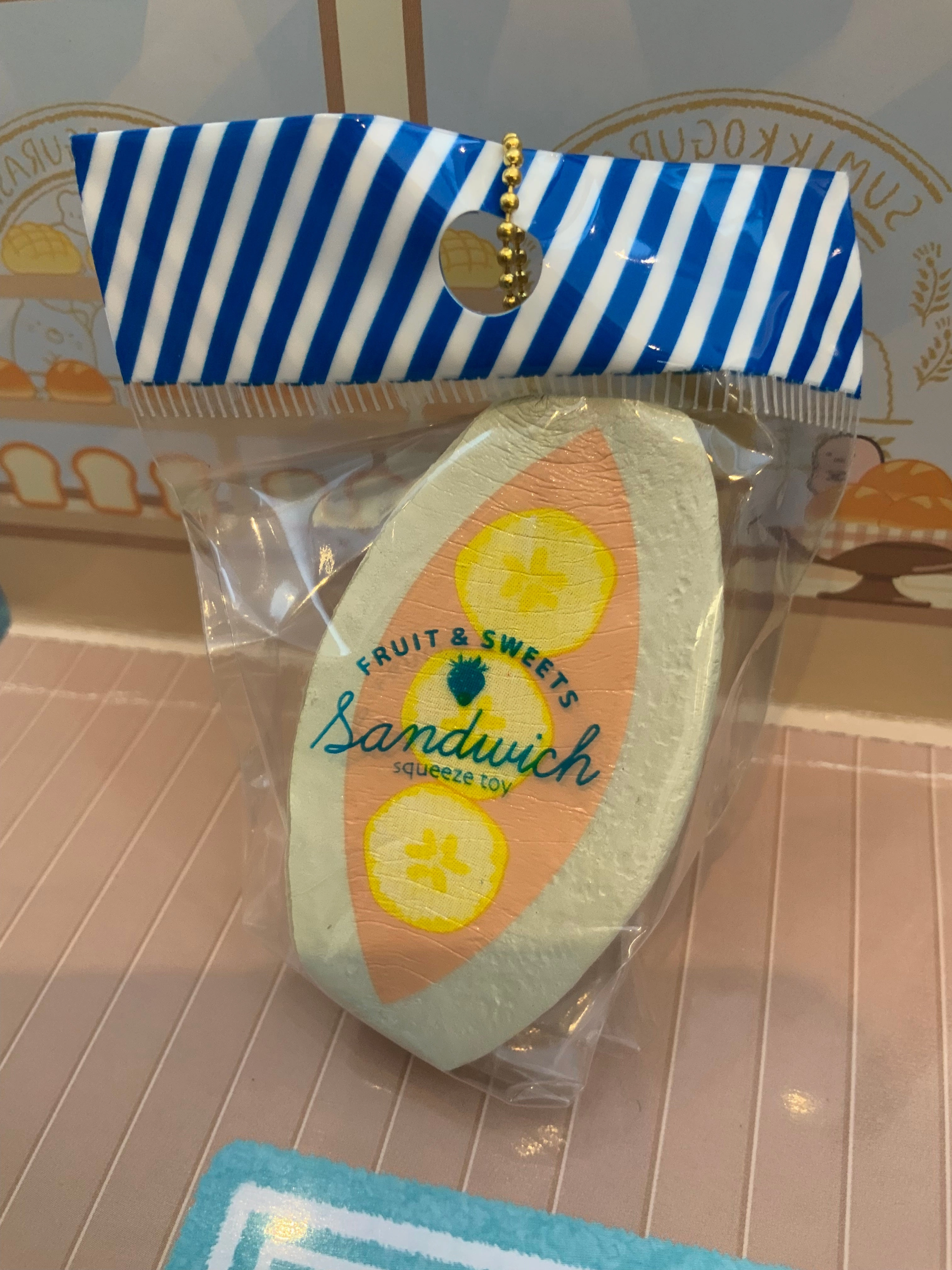 PVC Product Art Collectible Squeeze Fruit Sandwich Squishy Keychain 6 Pieces Set (In-stock)