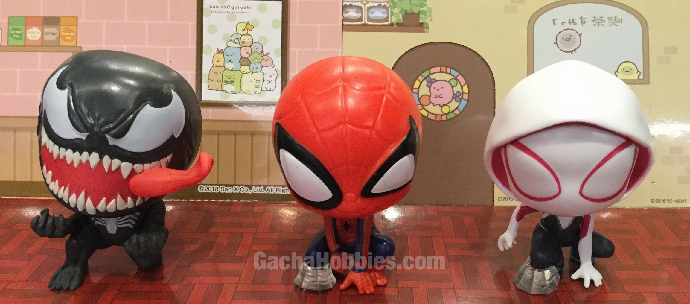 Original Box Auction Item Spider Man Big Head Sitting Figure 3 Pieces Set (In Stock)