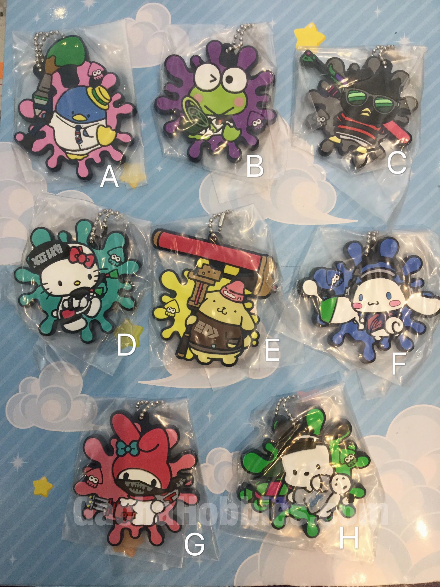 Mother's Day Music Icon Splatoon x Sanrio Characters Flat Keychain 8 Pieces Set (In-stock)