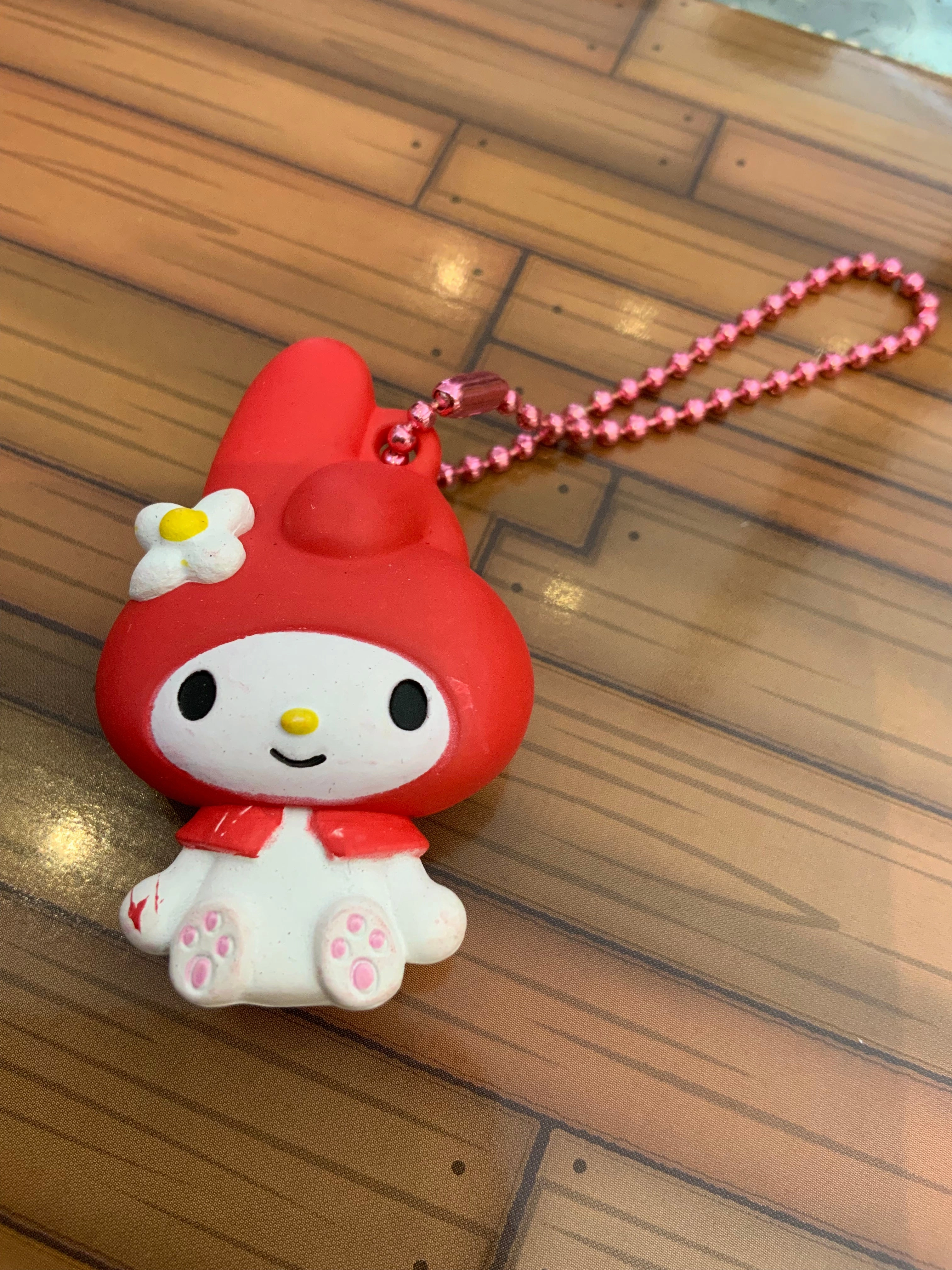 Sanrio Characters Flat Mascot Team Pink Figure Keychain 6 Pieces Set (In-stock) Limited Object Action Showcase