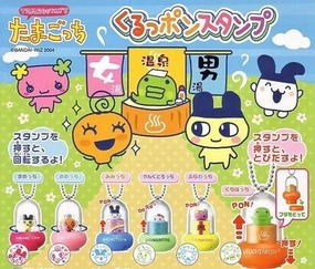 Tamagotchi Family Character Figure Stamp Keychain 6 Pieces Set (In-stock) Display Shelf Action Decor
