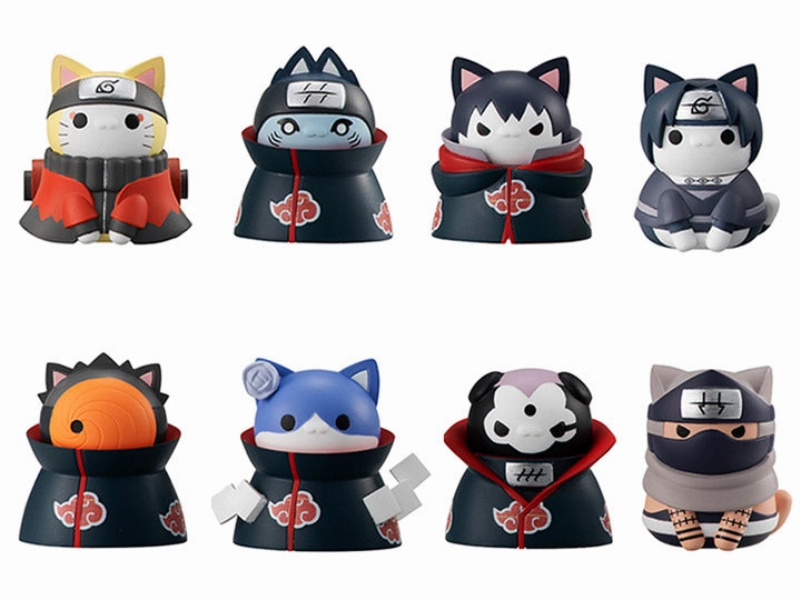 Megahouse Naruto Nyaruto! Defense Battle of Village of Konoha! Trading Figures Box Set of 8 Hallway Display