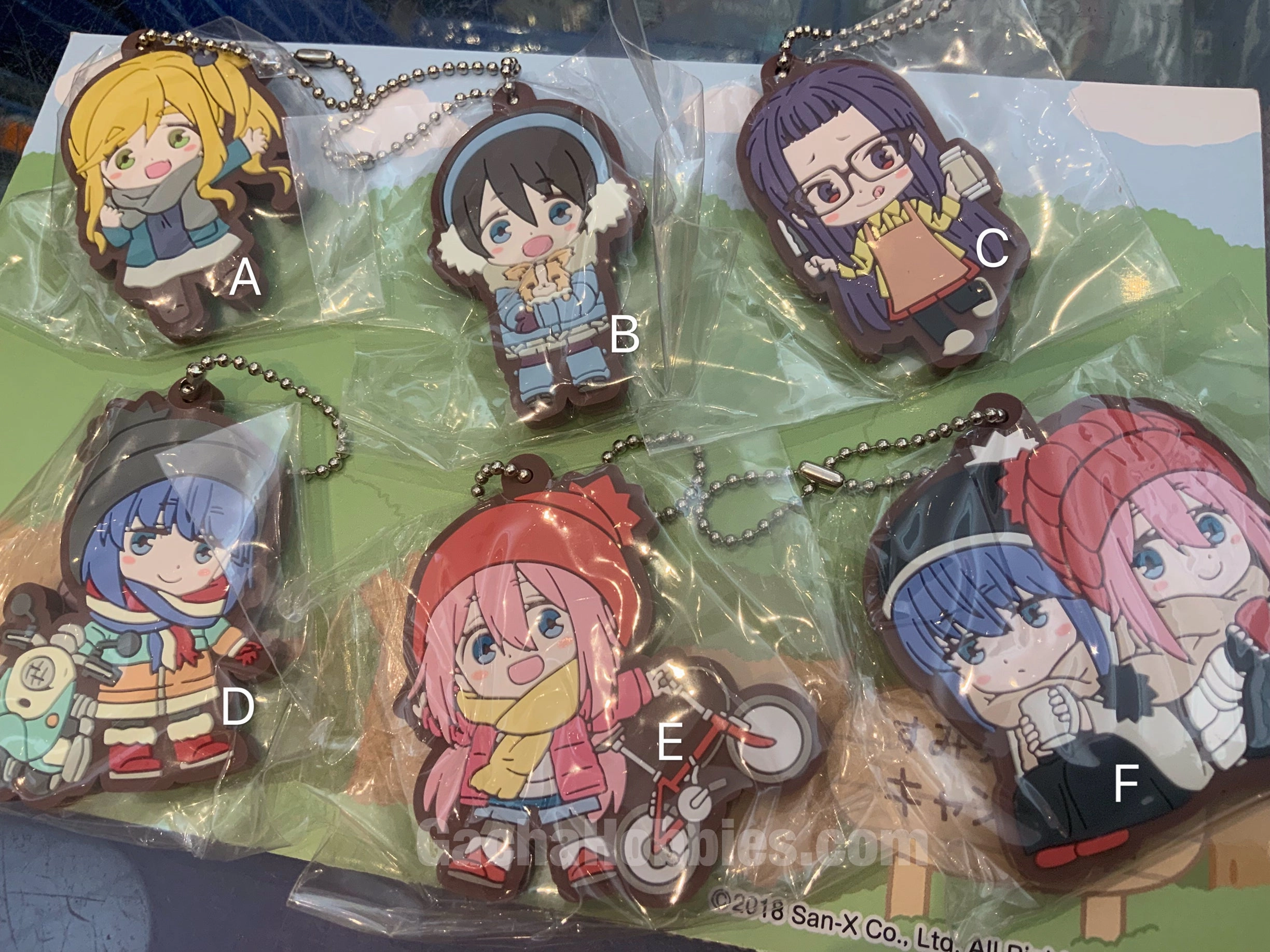 Convention Exclusive Train Model Yurucamp Laid-Back Camp Flat Rubber Keychain 6 Pieces Set (In-stock)